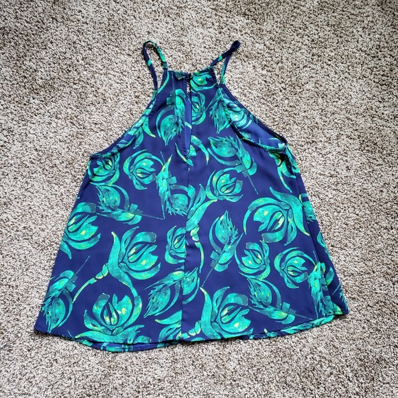 Everly Heart Of It Navy And Green Floral Top - Picture 3 of 4